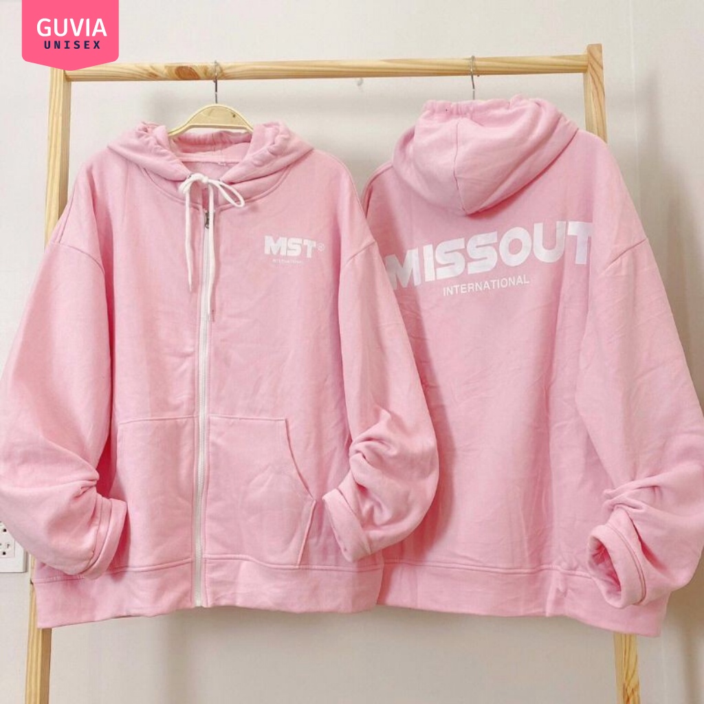 Áo khoác nỉ Hoodie Dây Kéo MISSOUT Ulzzang form rộng nam nữ áo nỉ bông Unisex AKN8 Guvia