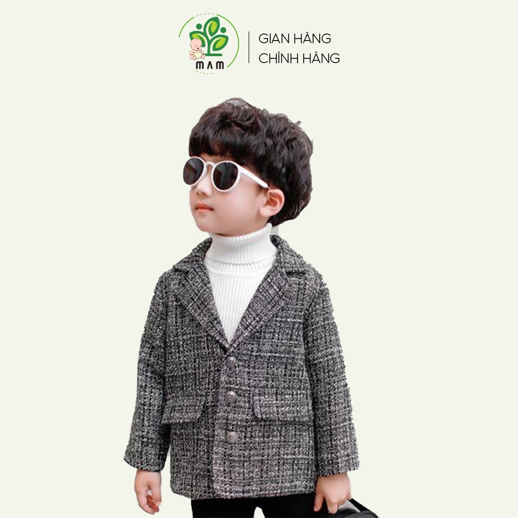 Áo Khoác Dạ Bé Trai Tweed Hàn Quốc, Blazer Cho Bé Từ 10 Đến 22Kg Mầm Store