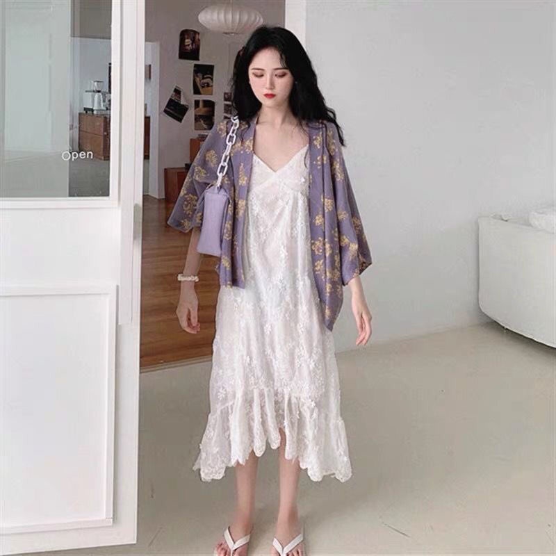 Áo Khoác Cardigan Dáng Rộng In Họa Tiết Hoa Phong Cách Nhật Bản Thời Trang Mùa Hè Mới Cho Nữ