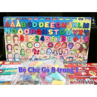 Bộ chữ gỗ câu cá 8 trong 1