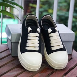 Giày Thể Thao Sneaker Rick Owen Đen Trắng Cổ Thấp Đế Thơm