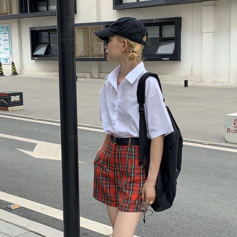 Pass quần shorts caro ulzzang y2k vintage retro