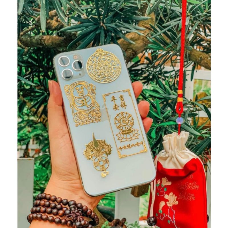 Miếng Dán Linh Phù Trang Trí Hỗ Trợ chủ nhân làm ăn học hành thuận lợi may mắn hanh thông vạn sự