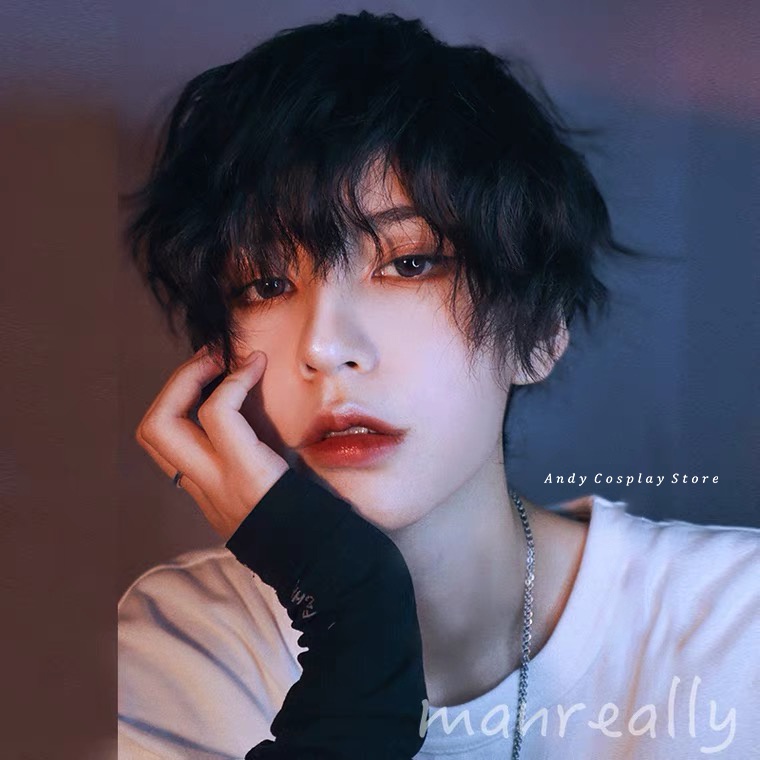 [CÓ SẴN] Tóc giả/ Wig teen nam đen xù Manreally