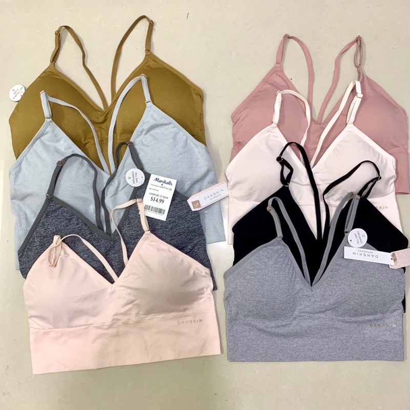 Áo bra tập gym yoga nữ, áo bra xuất Danskin dây nhỏ vải dệt kim mềm mịn