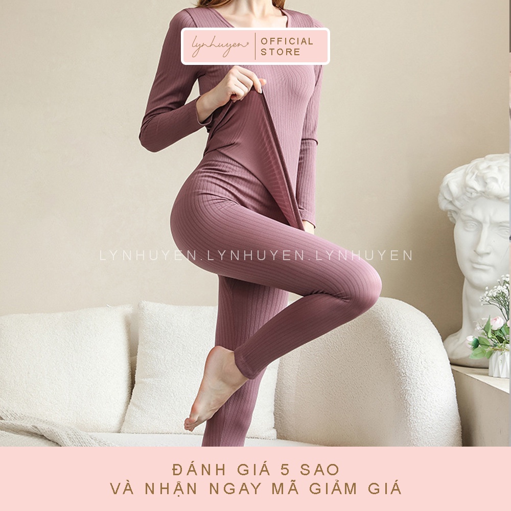 Đồ Bộ Mặc Nhà Nữ Giữ Nhiệt Len Tăm Lynhuyen B001