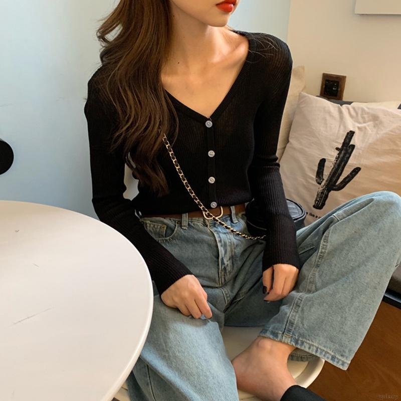 Áo khoác len cardigan dáng rộng cổ V dài tay thời trang Hàn Quốc | BigBuy360 - bigbuy360.vn