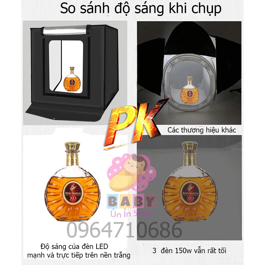 HỘP CHỤP SẢN PHẨM PULUZ 60x60x60 DÀN ĐÈN LED SIÊU SÁNG GẤP GỌN TIỆN LỢI