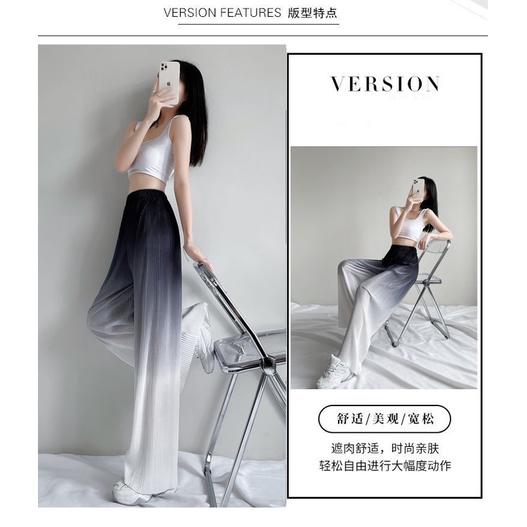 Quần ống rộng lưng cao màu gradient thời trang cho nữ