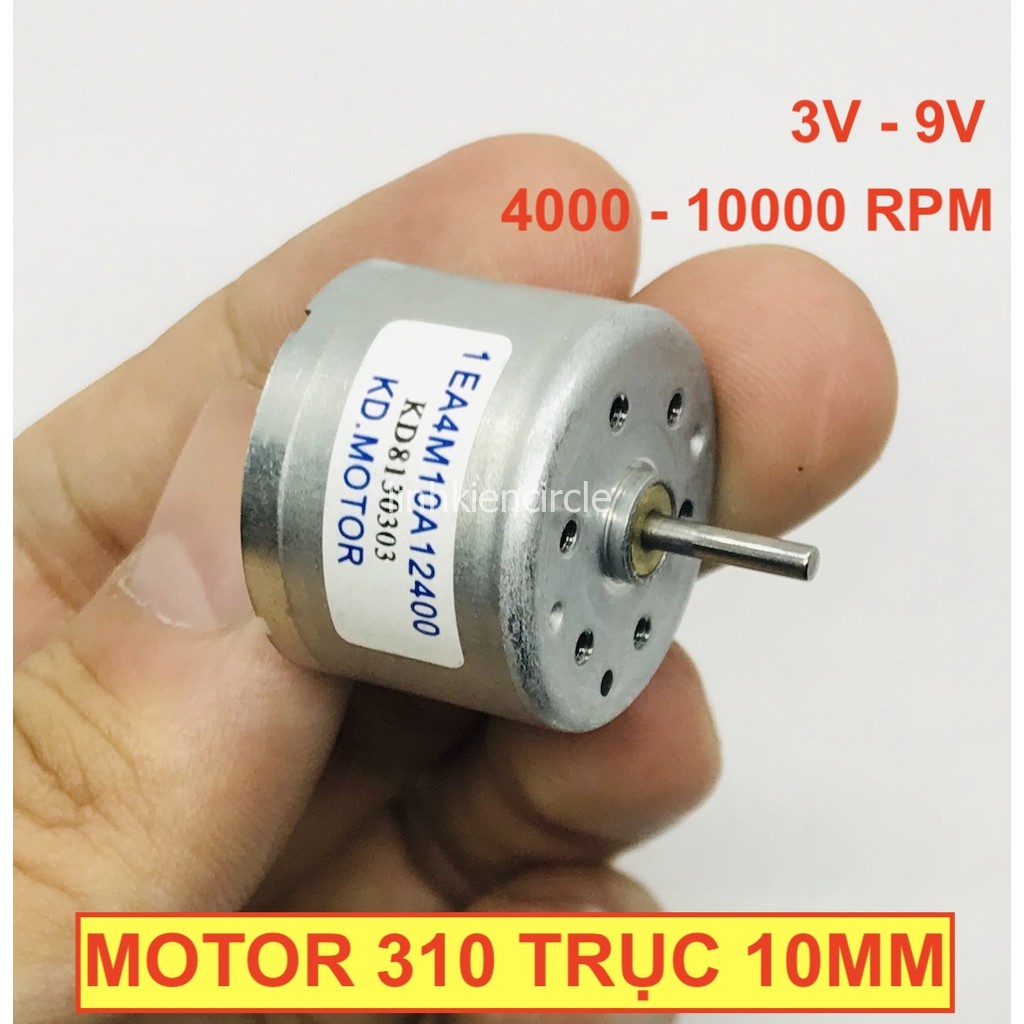 Motor mini 310 trục 10mm 3v - 9v DC chạy êm dòng điện nhỏ 240mA tốc độ 4000 - 8000 RPM làm quạt mini chạy êm- LK0317