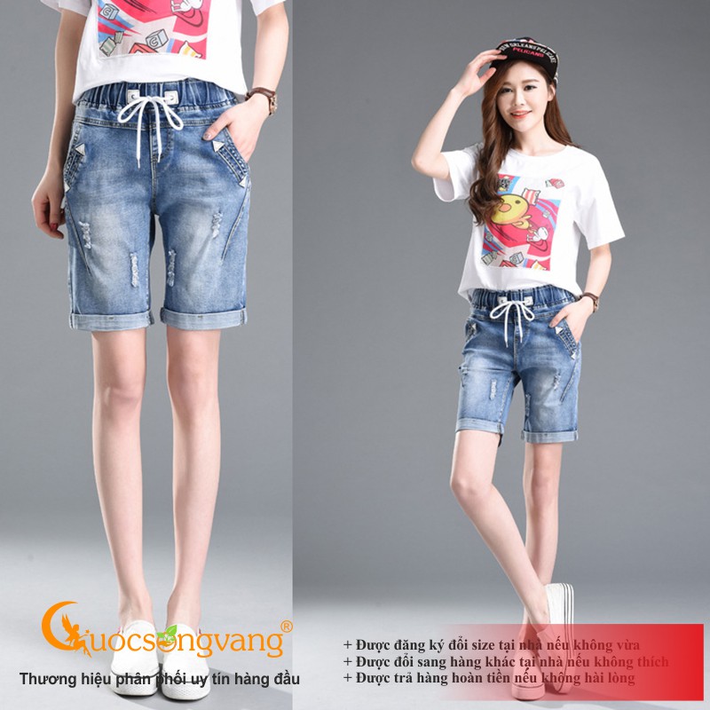 Quần nữ quần short jean nữ lưng thun co giãn GLQ034 Cuocsongvang