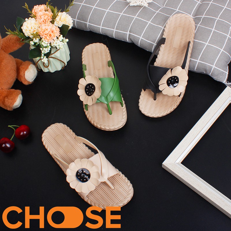 Dép Cao Su Nhựa Giả Cói Xỏ Ngón Hoa Cúc Choose Chống Nước Mới Nhất GK5K5