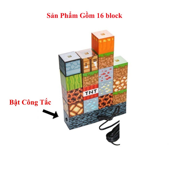 Đồ Chơi Đèn Phát Sáng Xây Dựng Các Block Minecraft