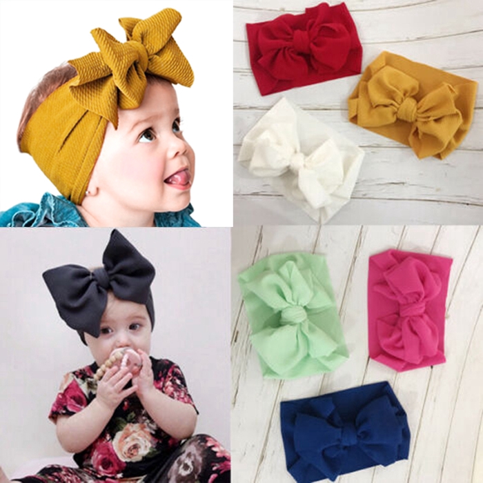 Khăn turban thắt nơ co dãn cho bé gái