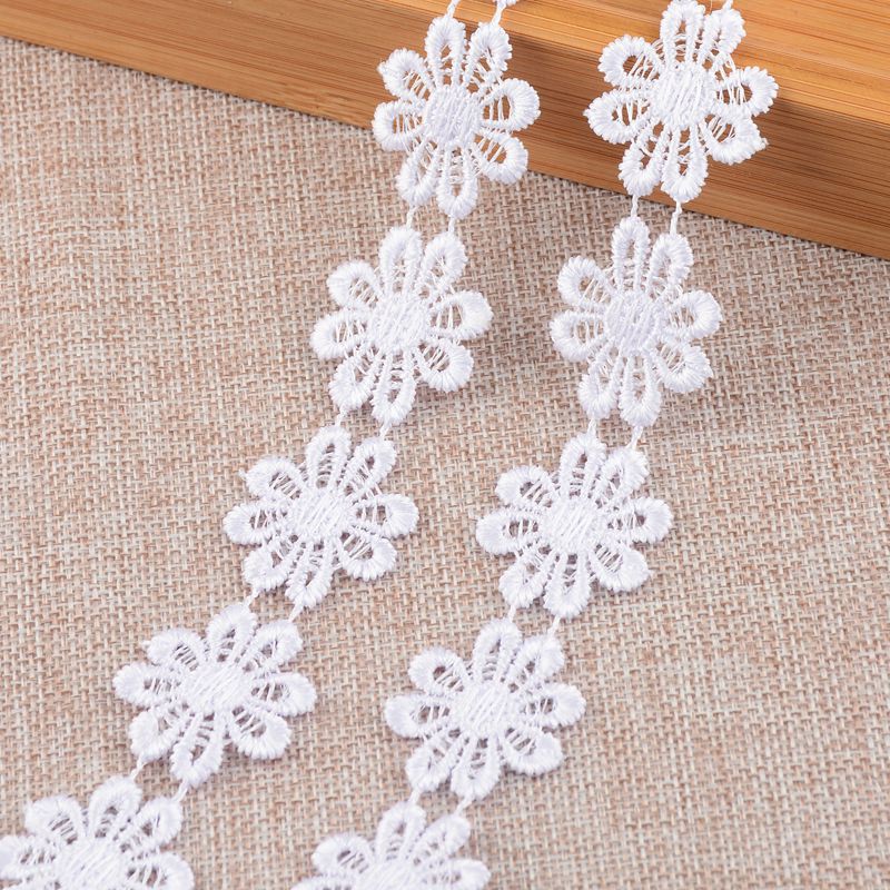 2.5cm dây hoa ren thêu hoa 8 cánh phụ kiện bờm tóc DIY Handmade trang trí quần mũ phụ kiện thời trang