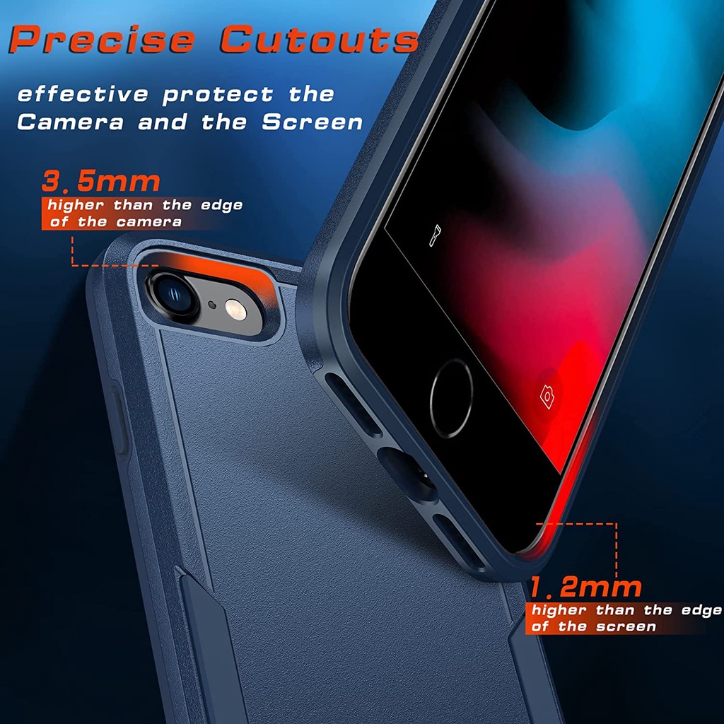 Ốp Điện Thoại Cao Su Hai Lớp Chống Trầy Siêu Bền Cho iPhone SE 2022 iPhone SE 2020/8 Plus 7 Plus 8 7 6s