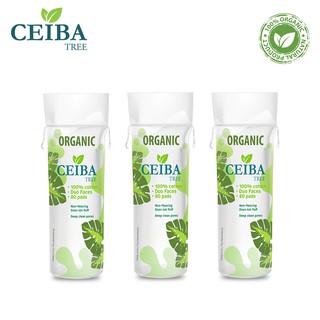 Combo 3 bông tẩy trang Organic Ceiba duo face 100% cotton dành cho da nhạy cảm (80pads x3)