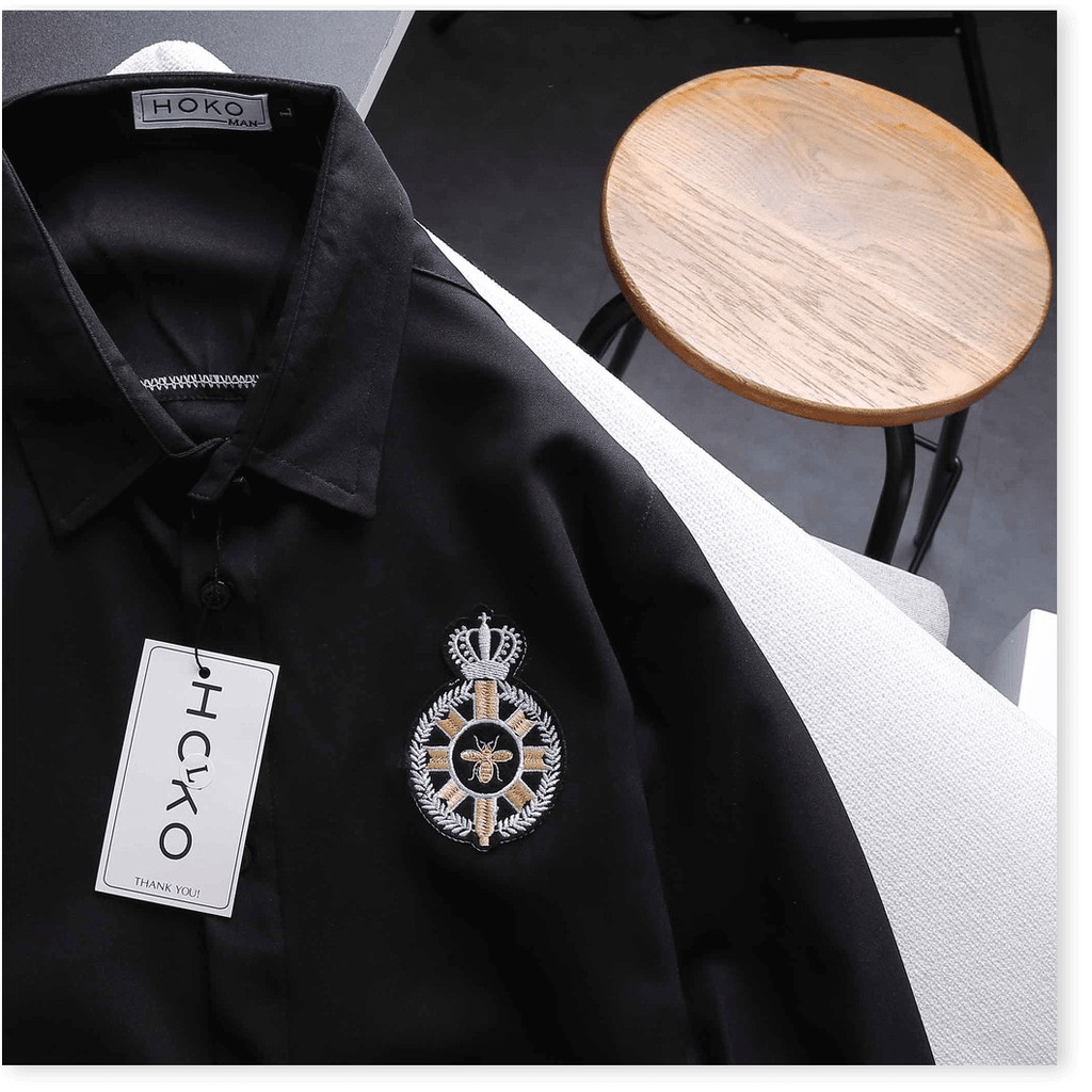 Áo sơ mi nam tay dài in thêu cực chất , siêu phong cách cho anh em KHANH AN FASHION