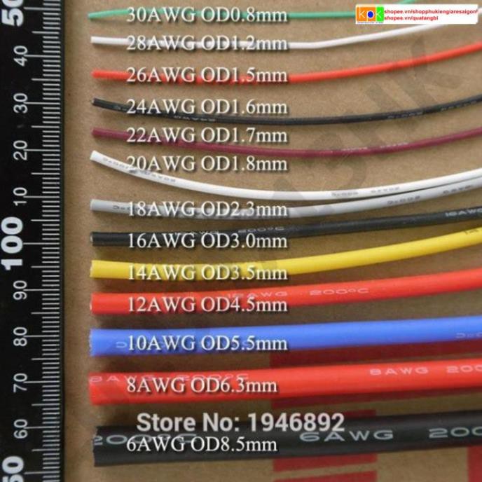 Dây điện AWG Silicon dẻo chịu nhiệt 200oC chuyên dùng trong RC