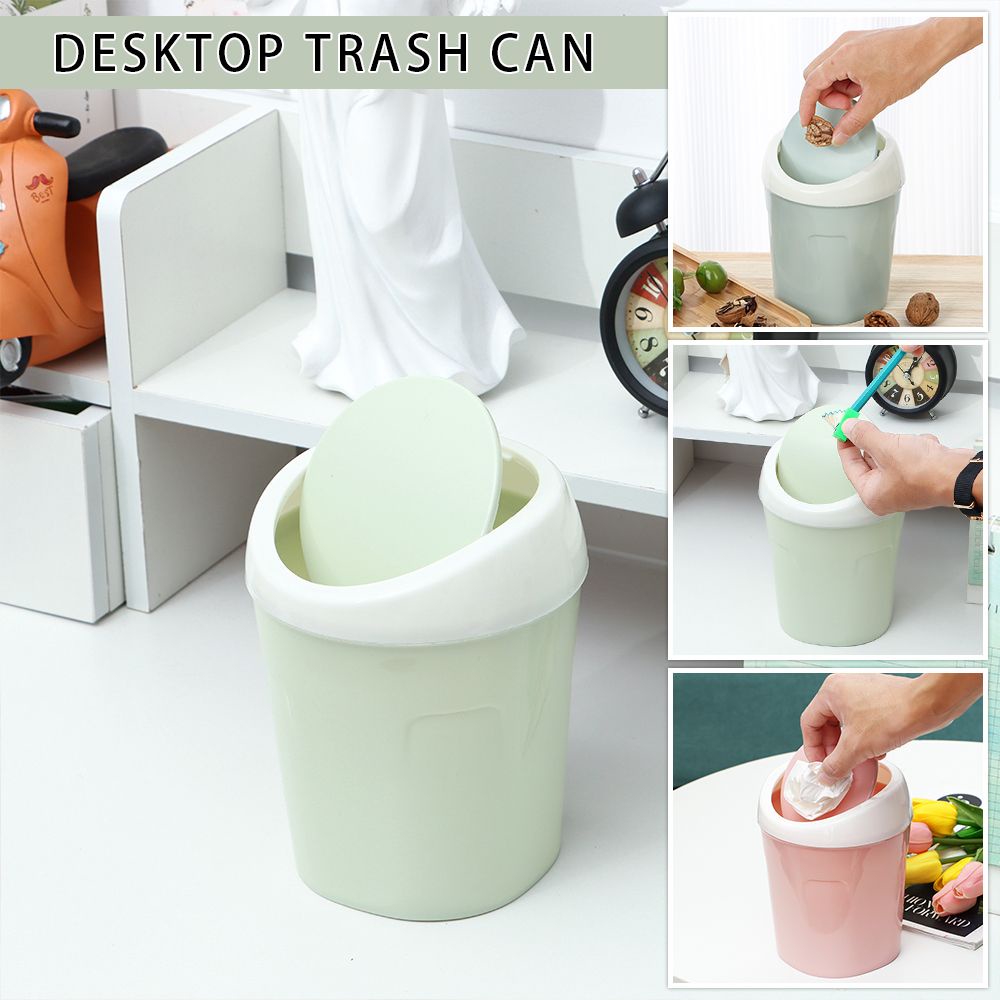 Thùng rác để bàn mini bằng nhựa có nắp đậy