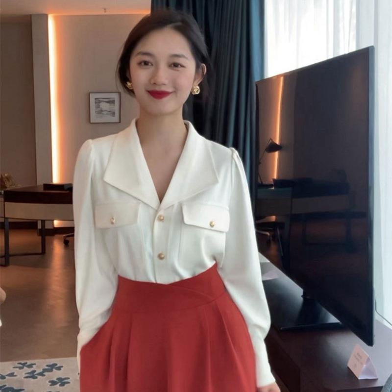 Áo Sơ Mi Dài Tay Cổ Chữ V Thiết Kế Mới Thời Trang Mùa Thu Dành Cho Nữ