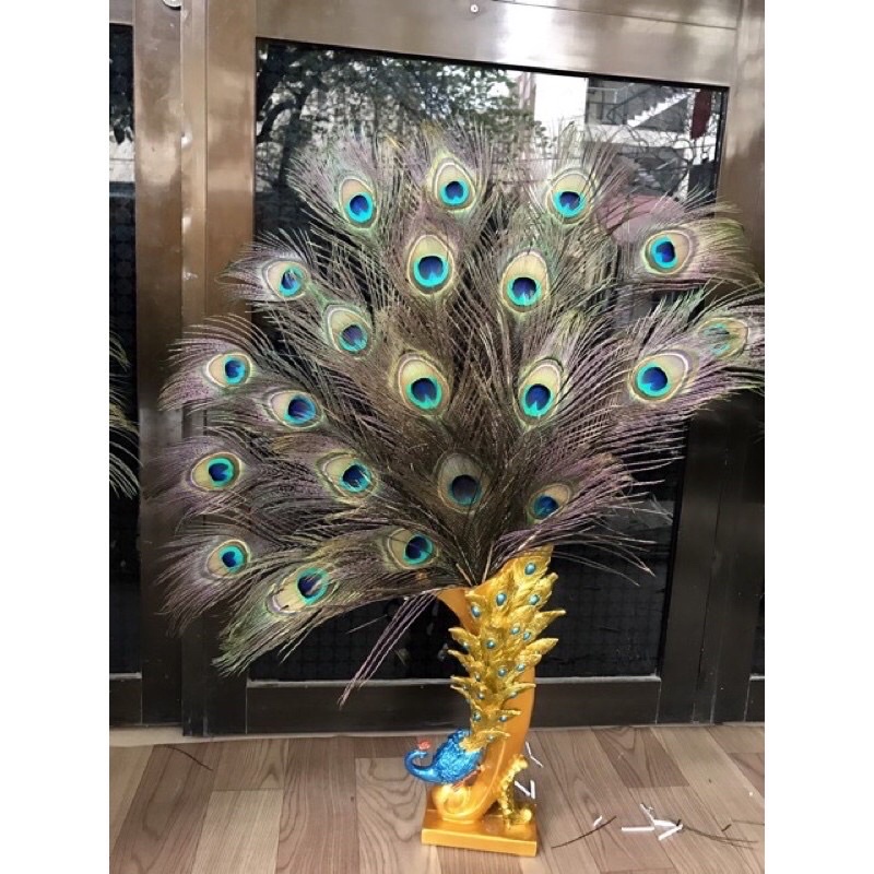 Bình cắm lông công phong thuỷ, bình hoa con công cắm lông công và hoa khô cắm ban thần tài thu hút tài lộc