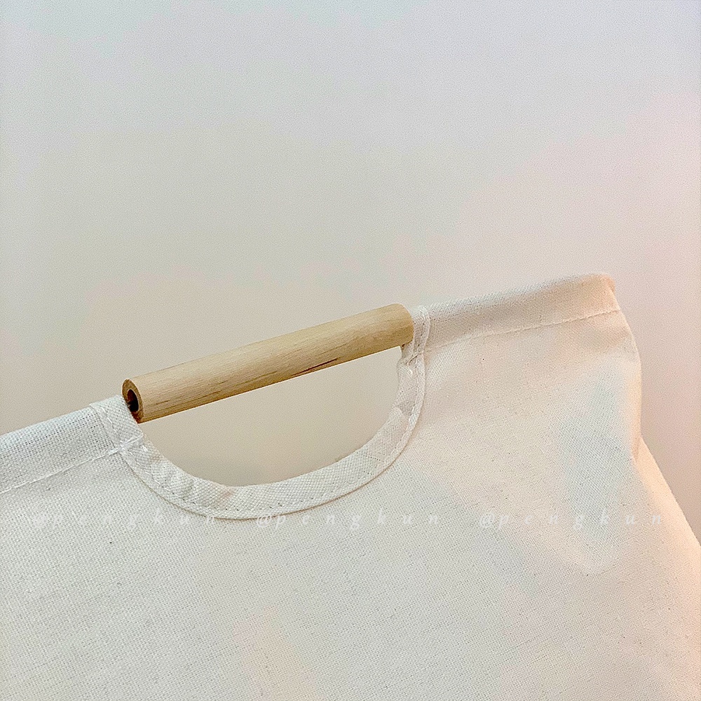 Giỏ đựng quần áo dơ/đồ chơi/chăn mền chống nước gấp được tay cầm bằng gỗ phong cách Nhật Bản