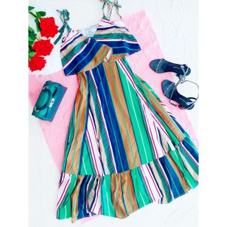 Đầm maxi sọc phối