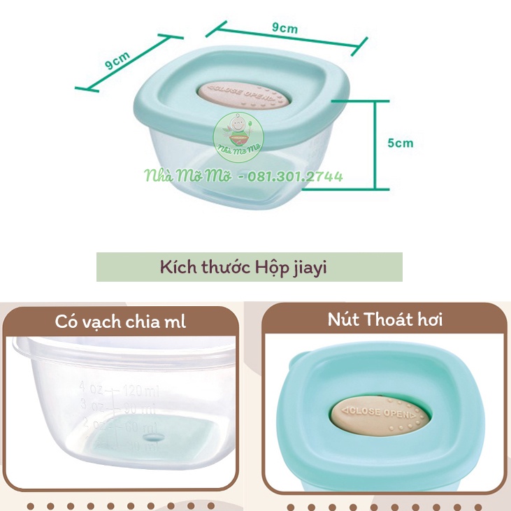 Bộ 4 Hộp Trữ Đông JIAYI Trữ Đồ Ăn Dặm Cho Bé (120ml/hộp) Hộp trữ đông đựng thức ăn - Nhà Mỡ