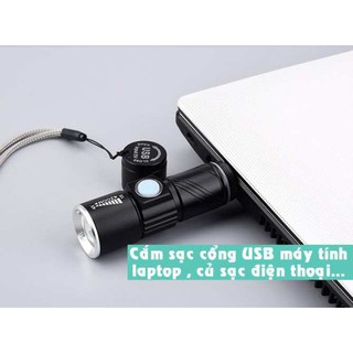 Đèn pin LED mini Zoom sạc USB