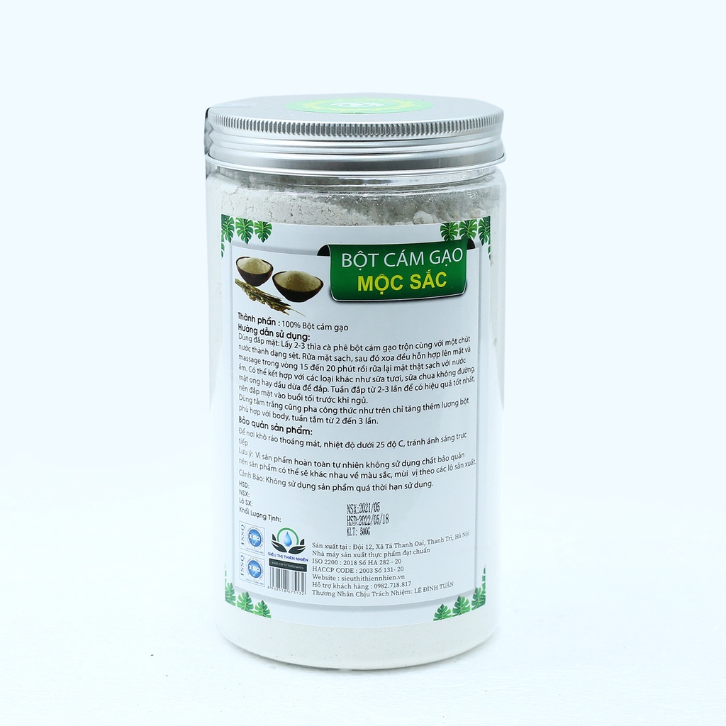 Bột cám gạo nguyên chất Mộc Sắc 1kg, tinh bột tắm trắng làm mặt nạ sữa non của siêu thị thiên nhiên