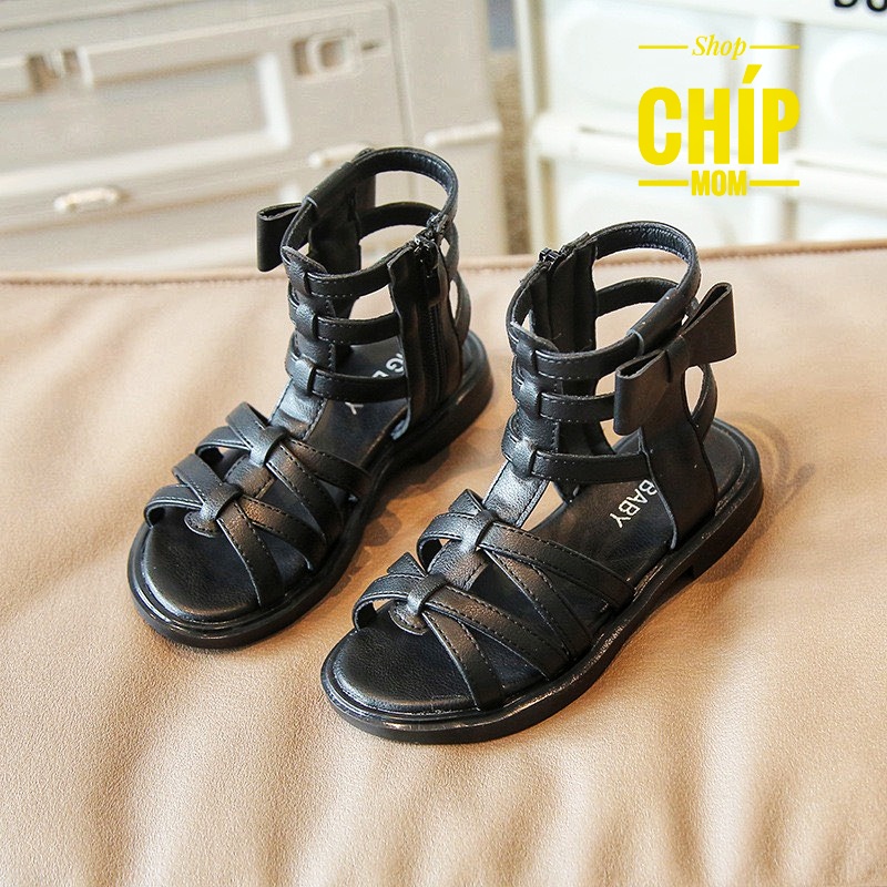 sandal bé gái dép quai hậu chiến binh nơ xinh xắn quai đan chéo da PU mềm êm chân đế chống trượt full hộp V6001
