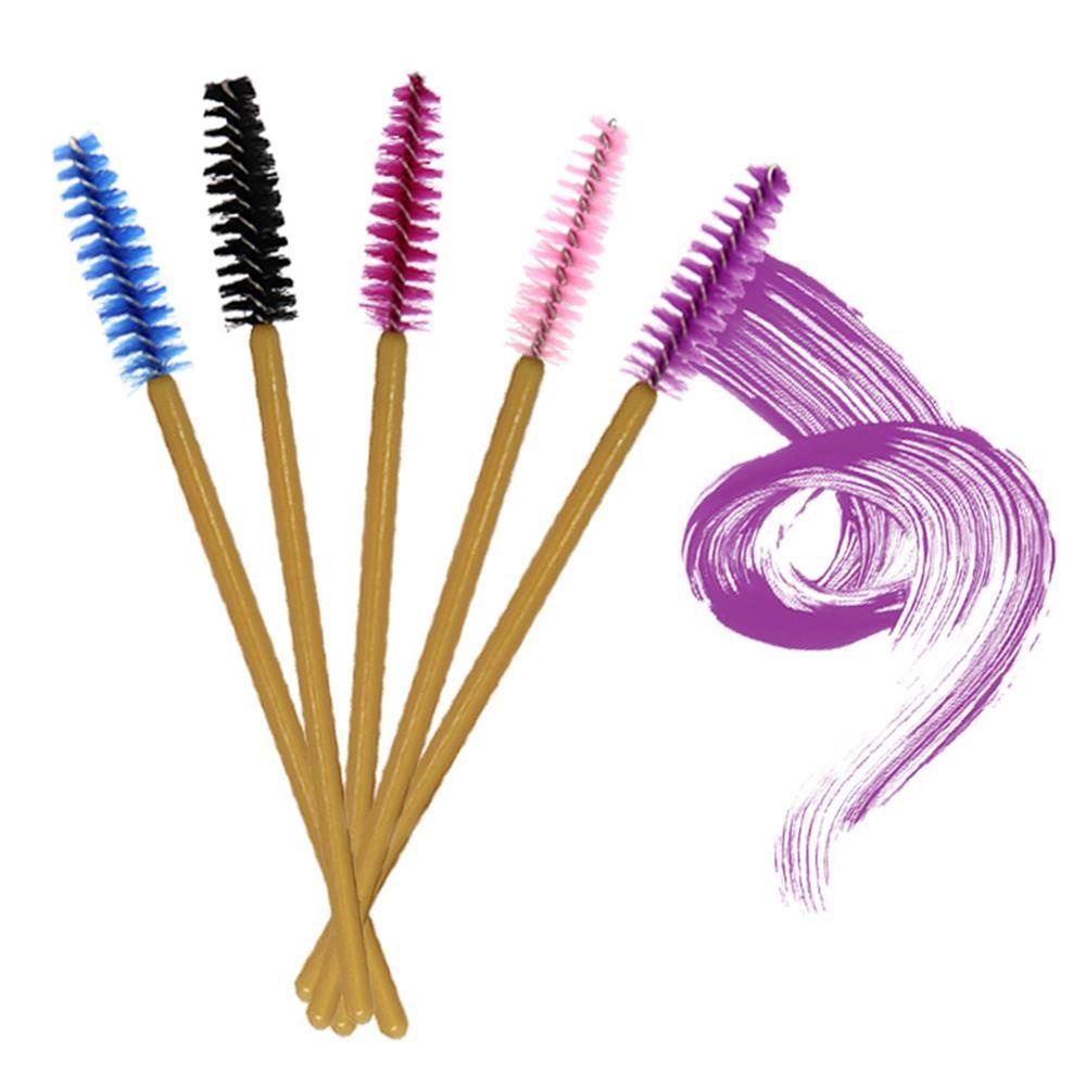 ROSE Bộ 50 Cọ Mascara Lông Mi Bằng Silicone 6 Màu Dùng Một Lần