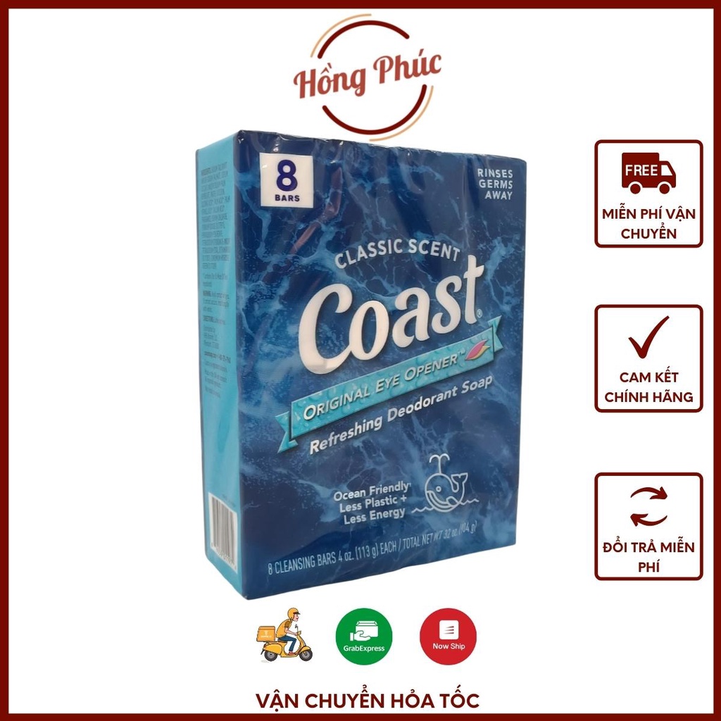 Xà bông cục Coast Mỹ lốc 8 cục mẫu mới - xà phòng tắm, rửa tay diệt khuẩn