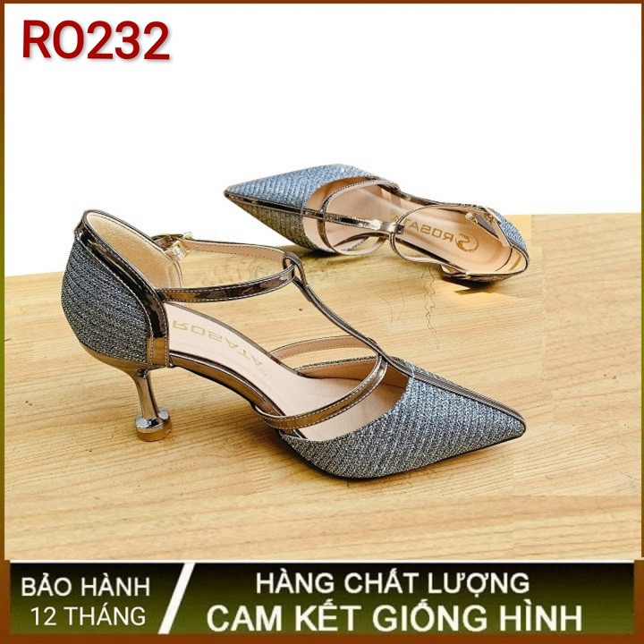 Giày sandal nữ cao gót 6p hàng hiệu rosata màu xám ro232