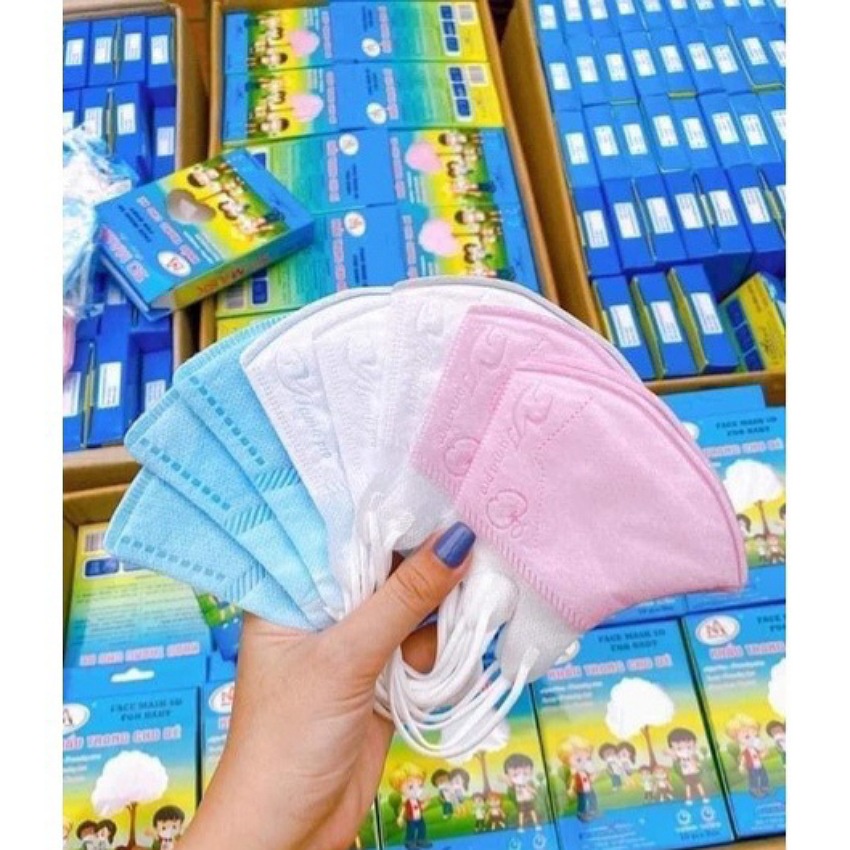 Khẩu trang trẻ em 5D mask Nam Anh Famapro, hộp 10 cái, khẩu trang cho bé 2-6 tuổi, 3 lớp kháng khuẩn, quai thun co dãn