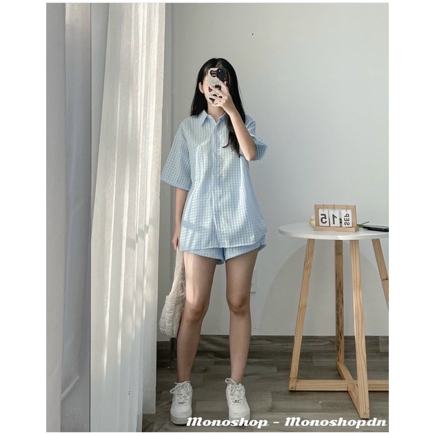 set sơ mi túi hộp + short