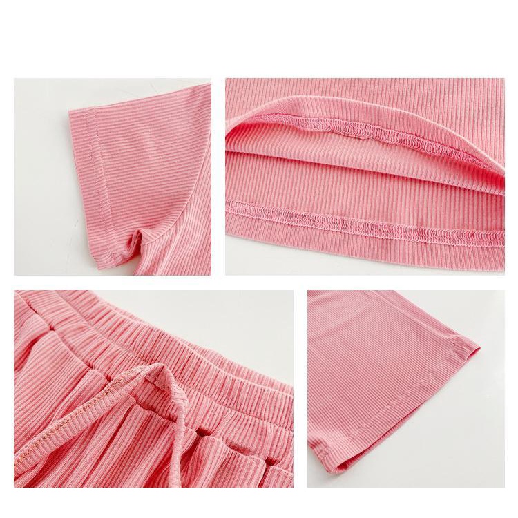 Áo Thun Tay Ngắn Và Quần Dài Kẻ Sọc Thời Trang Mùa Hè Cho Bé Gái