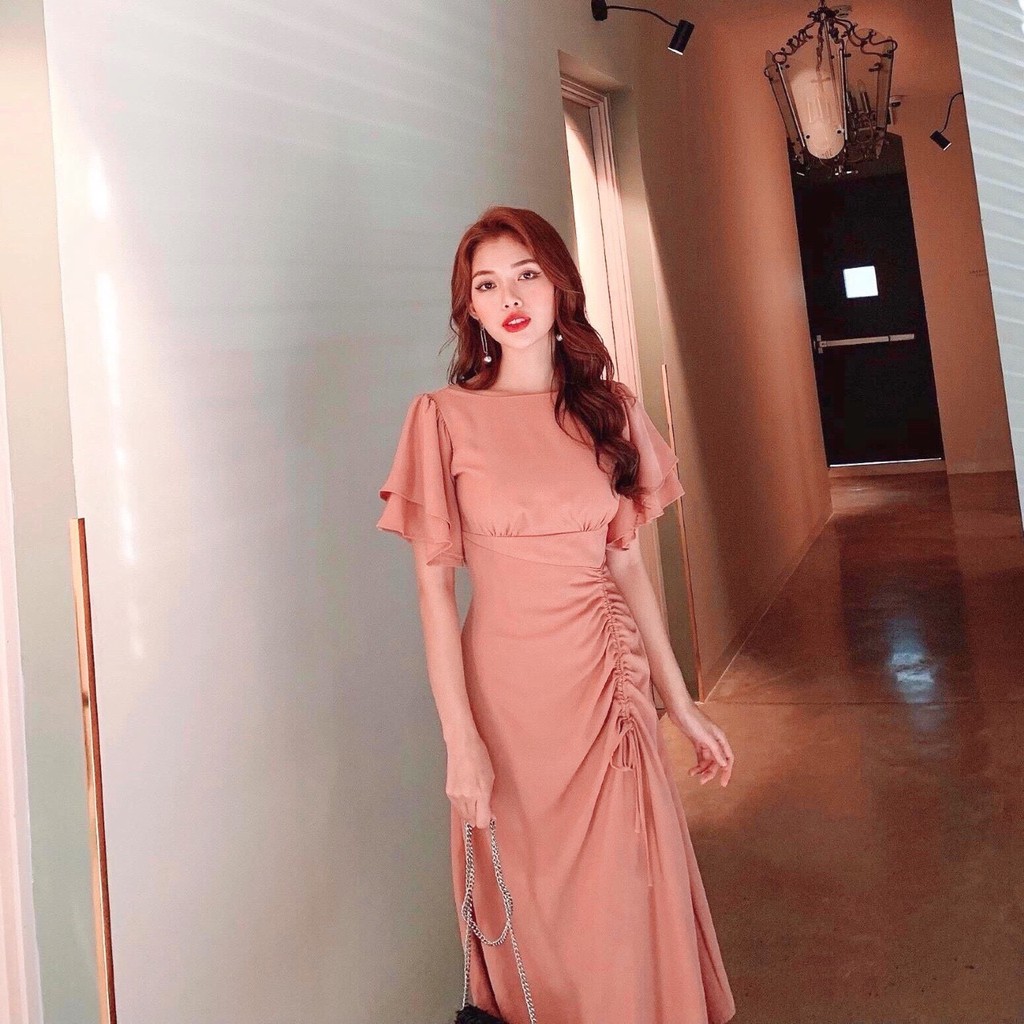 Đầm Xòe Tay Loe Dáng Dài Nhún Sườn - MS876