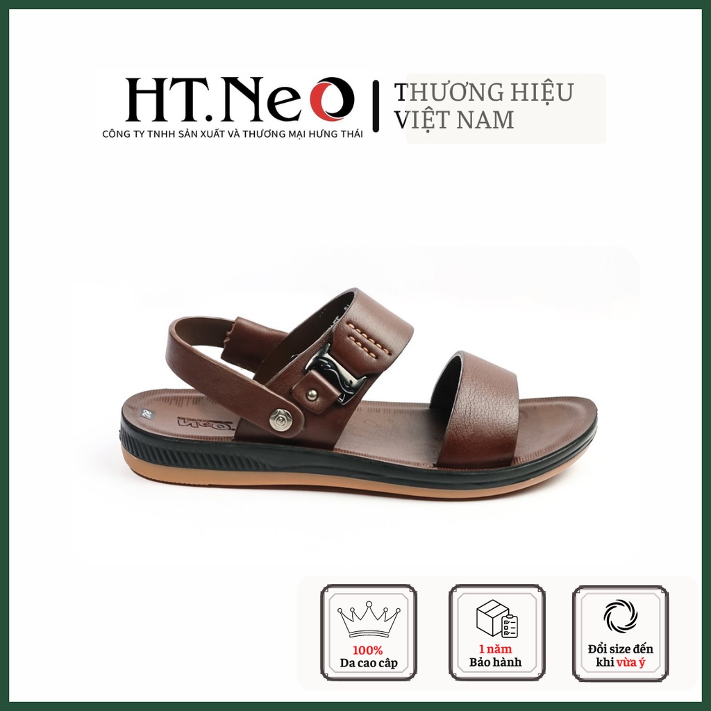 Sandal nam - dép da cấo HT.NEO da bò xịn kiểu dáng siêu đẹp quai hậu , da mềm thoáng chân, quai khâu chắc chắn (SD80)