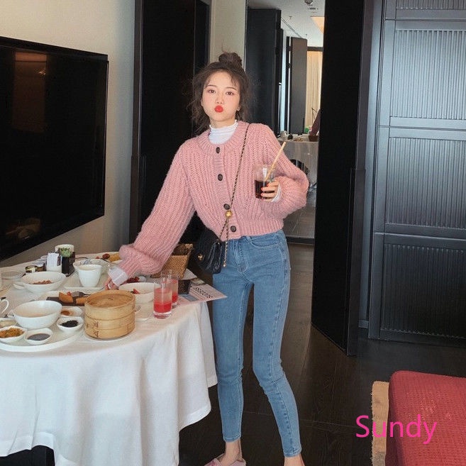 Áo Khoác Cardigan Dệt Kim Tay Dài Dáng Rộng Thời Trang Mùa Thu Cho Nữ