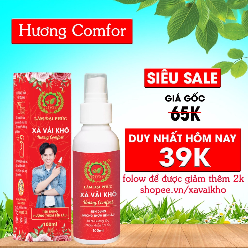 Nước xịt Xả vải khô Lâm Đại Phúc, Xịt thơm tinh dầu comfor, downy, nước hoa, Xịt một lần lưu hương cả ngày dài