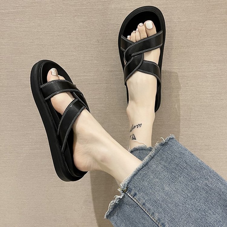 Dép Nữ Đế Bằng Mũi Tròn Quai Chéo Thời Trang | BigBuy360 - bigbuy360.vn