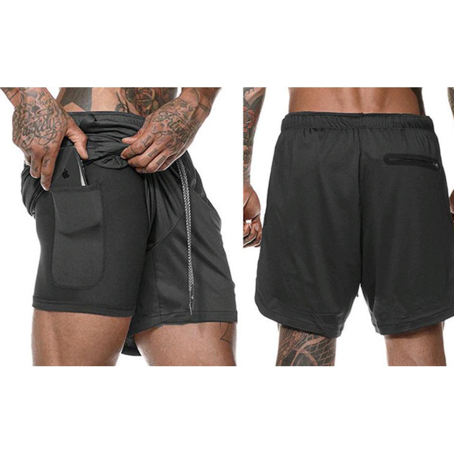 [Mã MAMT1505 giảm 10K đơn 0đ] Quần tập Gym, chạy bộ chơi thể thao 2 Lớp ASRV - (Quần Short Thể Thao Legging Nam)