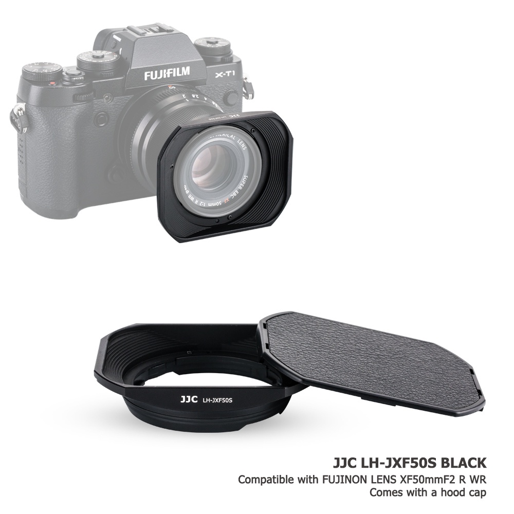 JJC LH-JXF50S Loa Che Nắng Hình Vuông Bằng Kim Loại Cho Ống Kính Fujinon XF 50mm F2 R WR Trên Máy Ảnh Fuji Fujifilm X-S10 X-T5 X-T4 X-T3 X-T2 X-E4 X-E3 X-E2 X-E2S X-H2 X-H2S X-T200 X-T100 X-A10 X-A7 X-A5 X-A3 X-T30 II X-T20 X-Pro3 X-Pro2