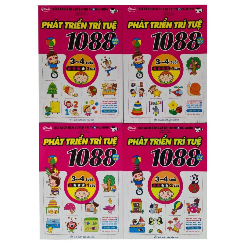 Sách - 1088 câu đố phát triển trí tuệ cho bé 3-4 tuổi