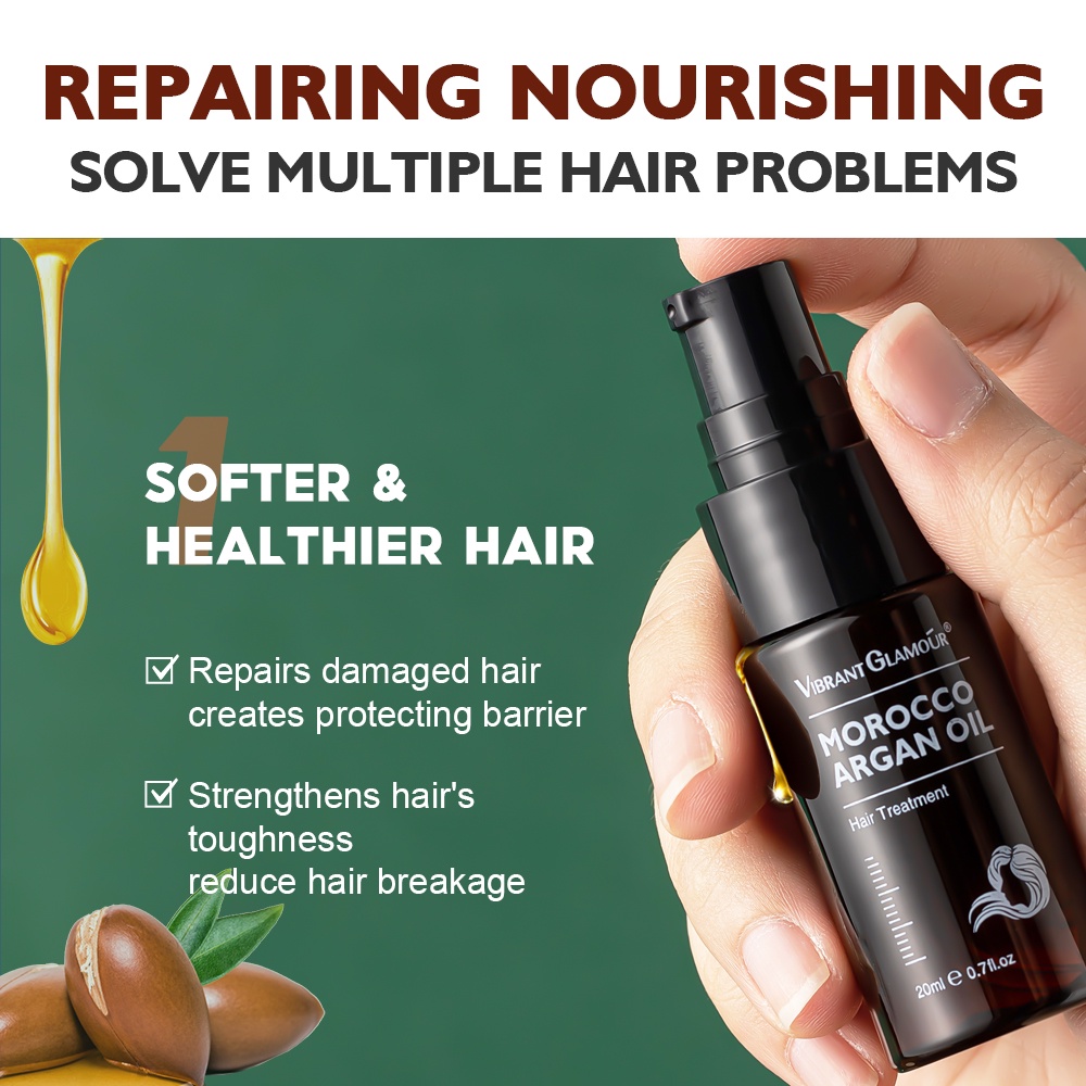Tinh Dầu Argan Moroccan 100% Nguyên Chất Nuôi Dưỡng Phục Hồi Tóc Khô Và Xoăn 20ml