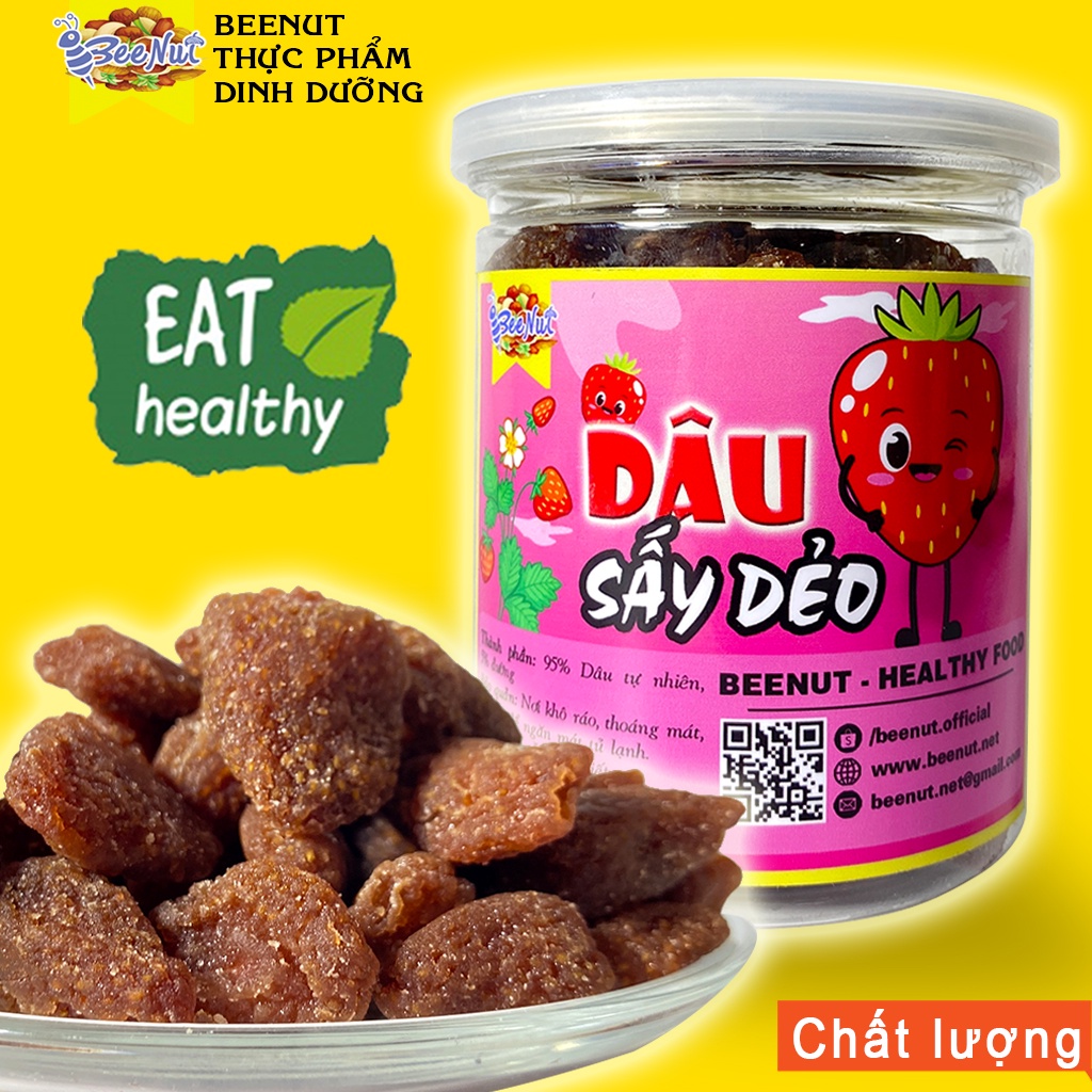 Dâu tây sấy dẻo, Trái cây sấy dẻo - Đồ ăn vặt Healthy BeeNut