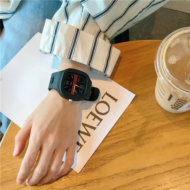 Đồng hô thời trang nam nữ Ulzzang mặt vuông Zz44