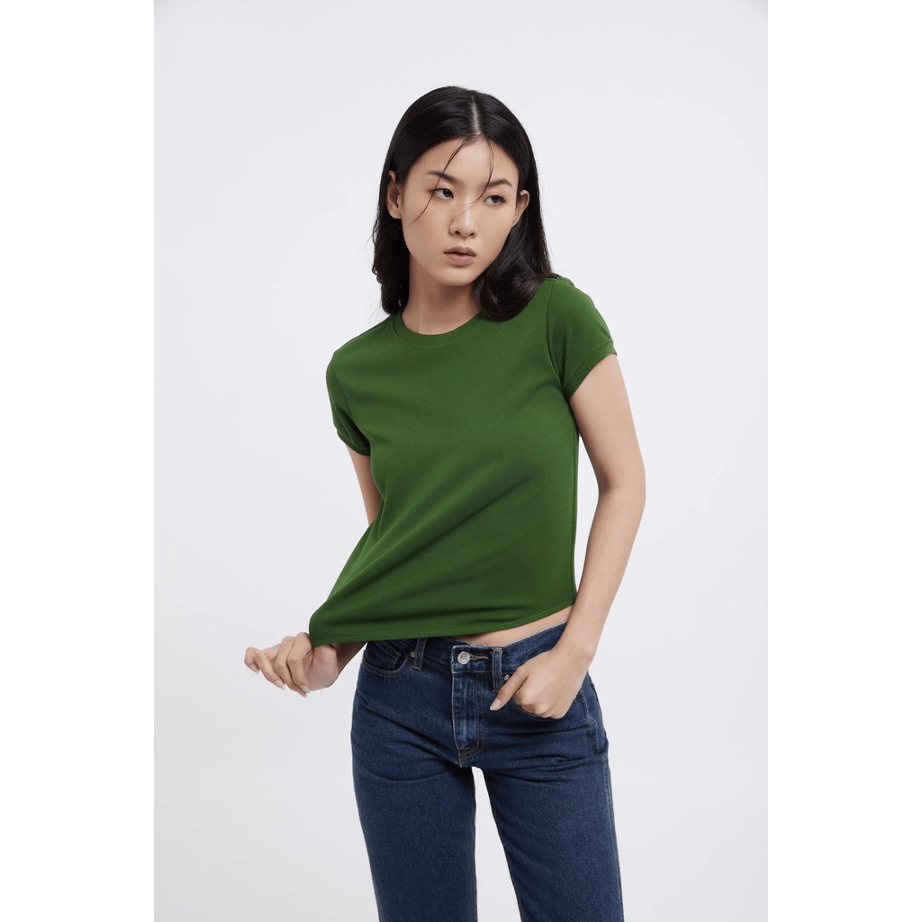 TheBlueTshirt - Áo Thun Nữ Tay Ngắn Màu Xanh Rêu - 1990s Tshirt - Moss Green